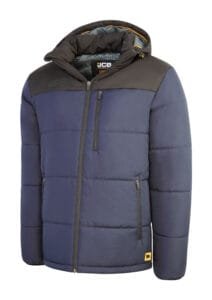 JCB Workwear Padded Jacket with Hood Navy/Black – Insulated Ripstop Jacket