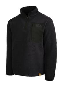 JCB Workwear Borg Fleece Black - 320gsm - Contrast Quarter Zip