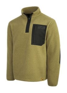 JCB Workwear Borg Fleece Olive Green - 320gsm - Contrast Quarter Zip