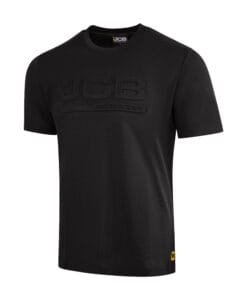 JCB Workwear 3D Embossed T-Shirt Black – 210gsm Poly-Cotton Crew Neck