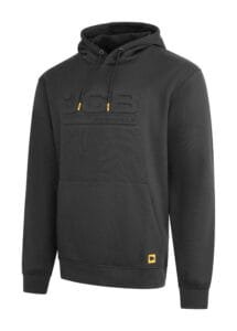 JCB Workwear Embossed Hoody Black – 275gsm Poly-Cotton Hoodie